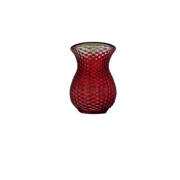 Red Hobnail Glass Vase Decorative Textured Bud‎ Flower Vase Modern Home Decor - Picture 3 of 5